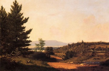 地味なシーン Painting - ジョージ湖近くの道路の風景 サンフォード・ロビンソン・ギフォードの風景